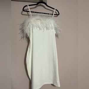 Fashionnova White Dress with Fur Trim - 1X!